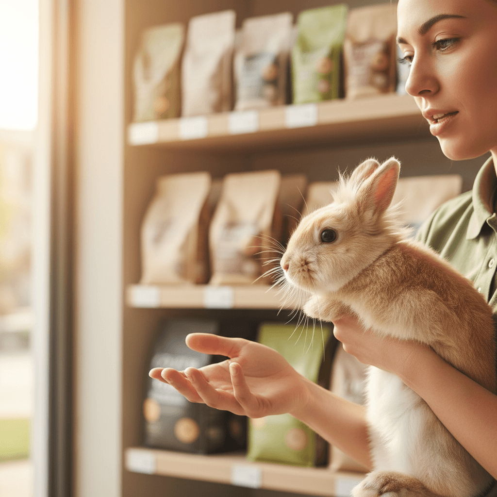 Lapin qui renifle ses légumes