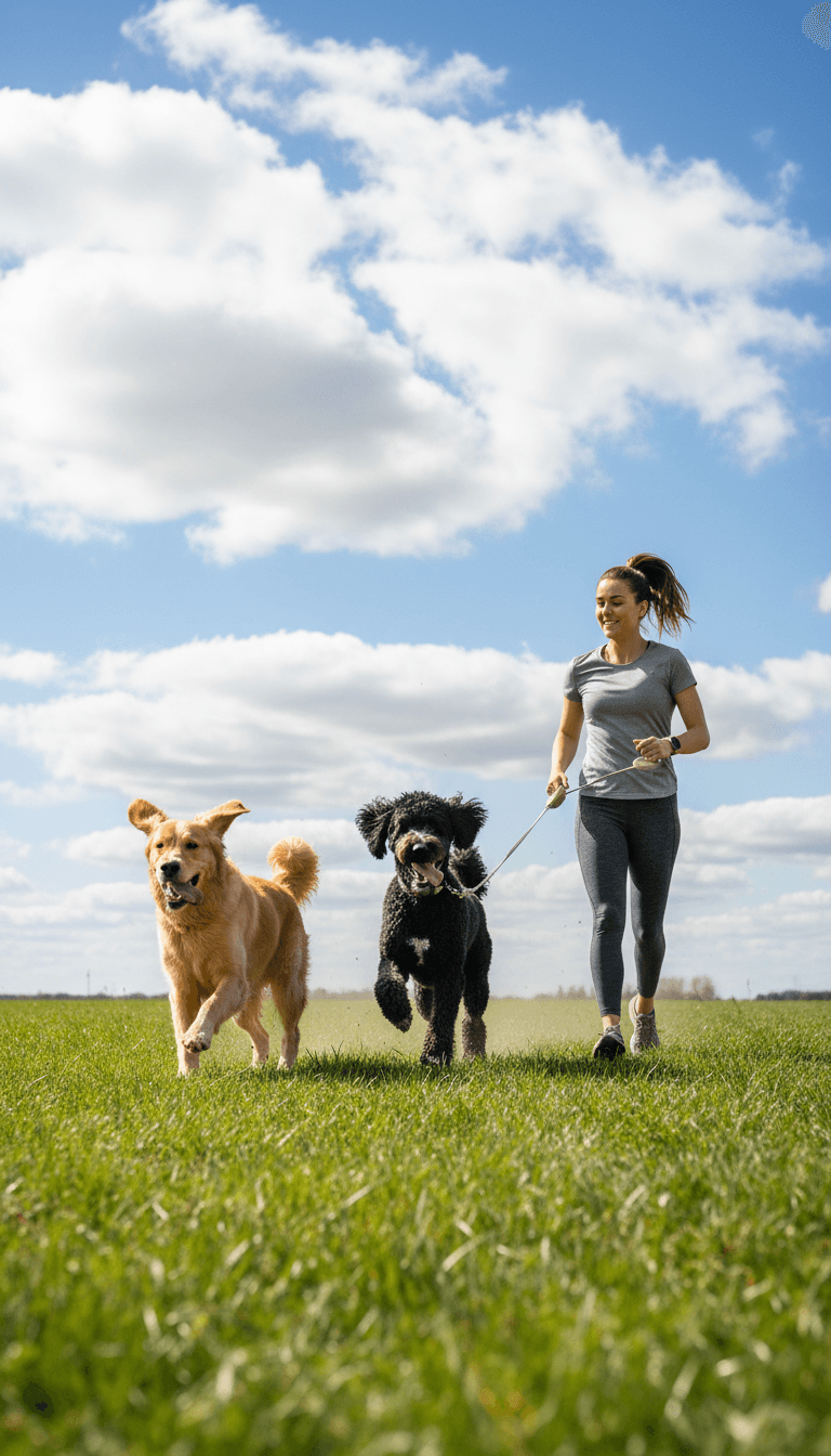 Chien qui court sur l'herbe